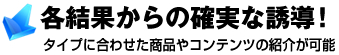 各結果からの確実な誘導！タイプに合わせた商品やコンテンツの紹介が可能